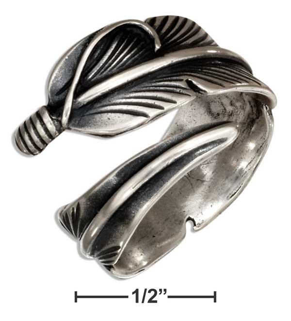 Sterling Silver Adjustable Wrap Feather Ring