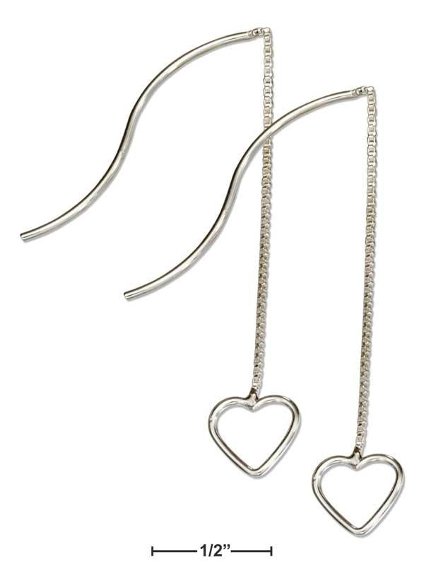 Sterling Silver Open Heart Ear Thread Earrings