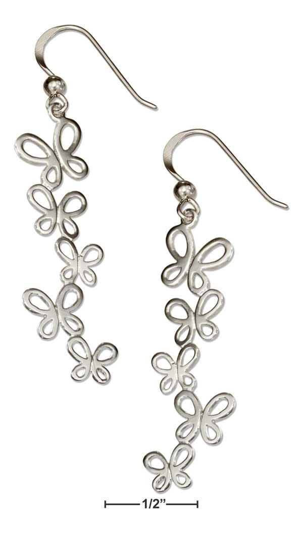 Sterling Silver Cascading Butterfly Earrings On French Wires