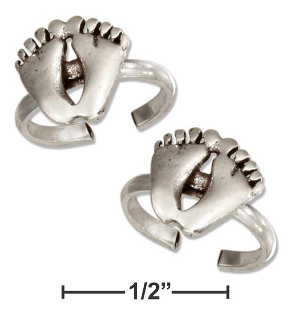 Sterling Silver Pair Of Footprint Ear Cuffs