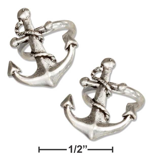 Sterling Silver Pair Of Roped Anchor Ear Cuffs