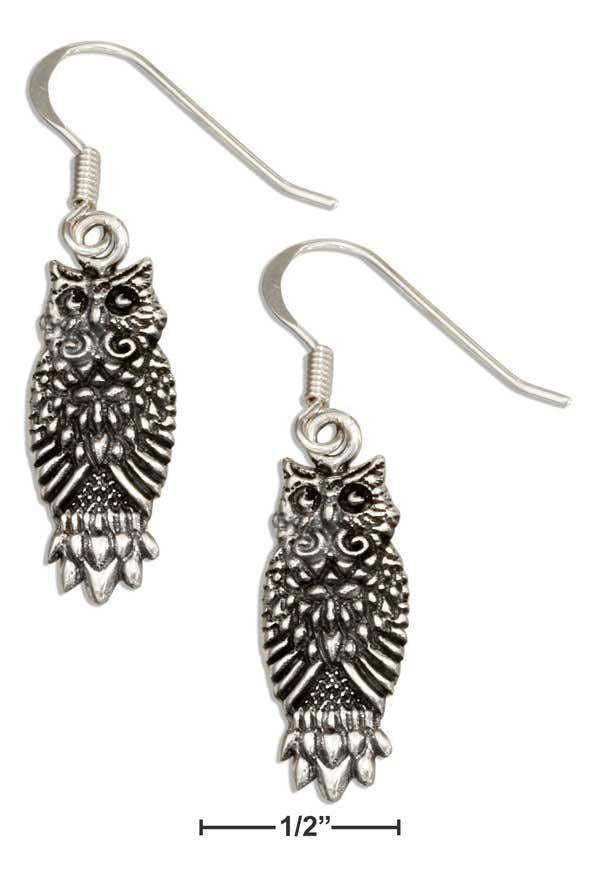 Sterling Silver Horned Owl Earrings