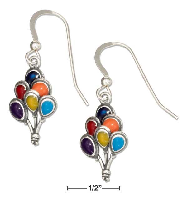 Sterling Silver Colorful Bunch Of Balloons Earrings