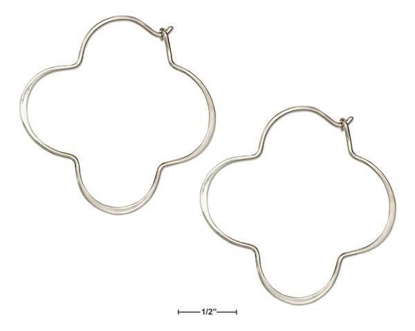 Sterling Silver Flattened Wire Clover Hoop Earrings