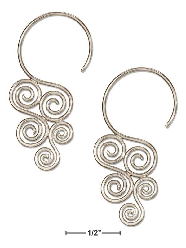 Sterling Silver Wire Cascading Swirls Earrings