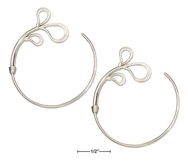 Sterling Silver Wire Hoop Earrings With Splash