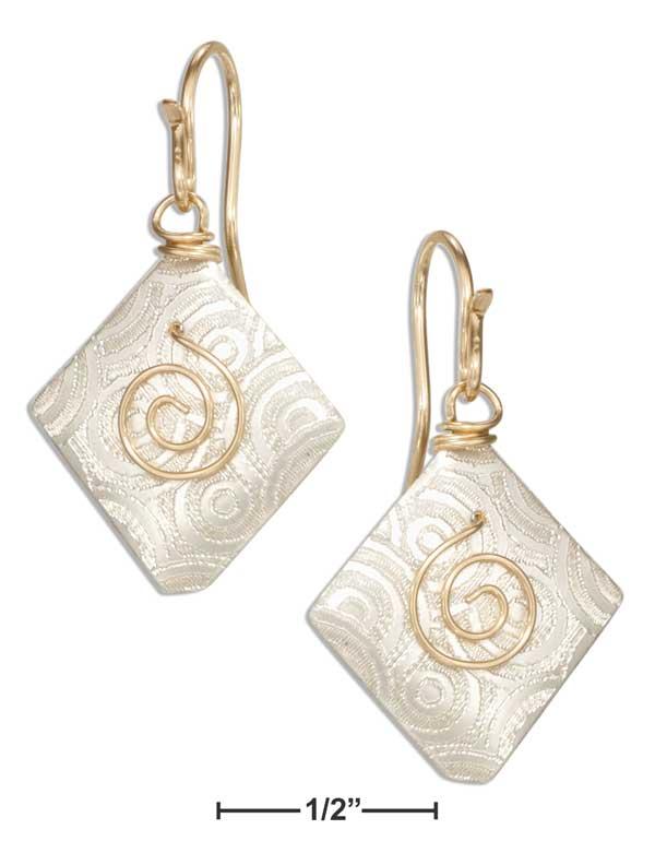 Sterling Silver And 12 Karat Gold Filled Diamond Shaped Spiral Dangle Earrings