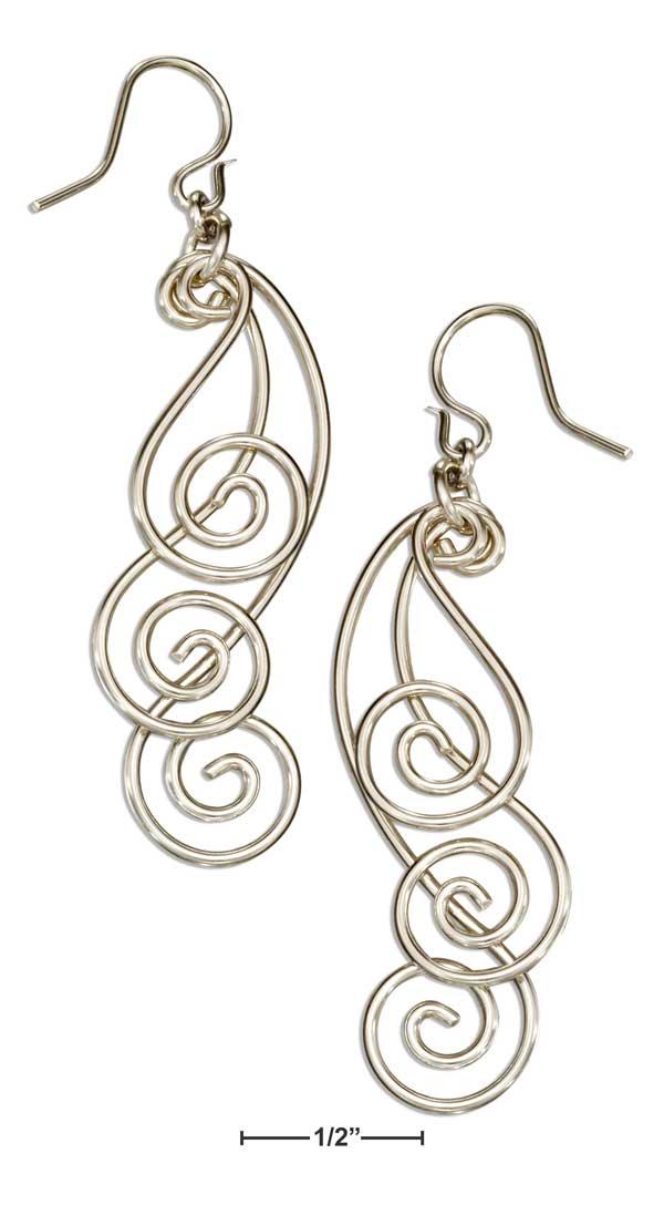 Sterling Silver Triple Graduated Curling Spiral Dangle Earrings