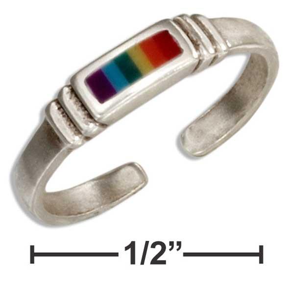 Sterling Silver Adjustable Rainbow Stripe Toe Ring