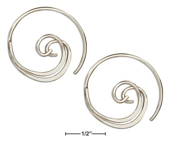 Sterling Silver Double Curl Spiral Ear Threader Wire Hoop Earrings