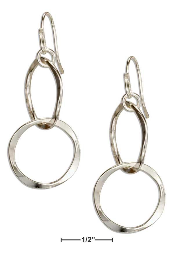 Sterling Silver Double Interlocking Circles Dangle Earrings