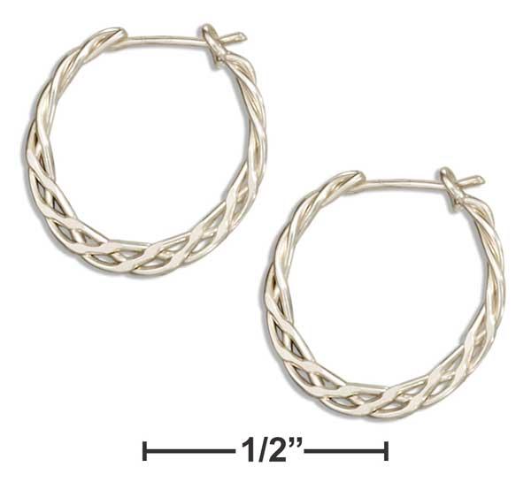 Sterling Silver 13mm Flat Celtic Weave Hoop Earrings