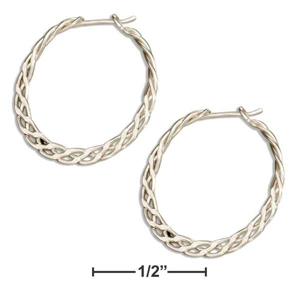 Sterling Silver 16mm Flat Celtic Weave Hoop Earrings