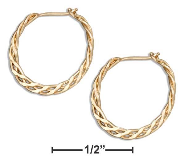 12 Karat Gold Filled 13mm Flat Celtic Weave Hoop Earrings