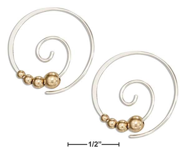 Sterling Silver 21mm Round Swirl Ear Threader With 12 Karat Gold-filled Beads