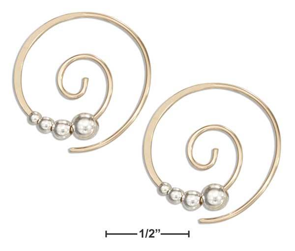 Sterling Silver And 12 Karat Gold Filled 21mm Round Swirl Ear Threader With Beads