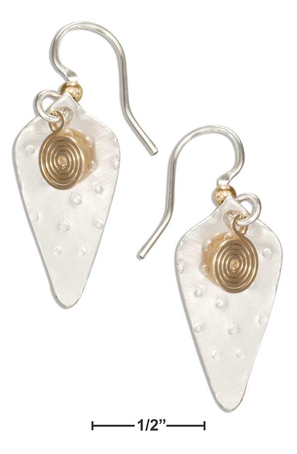 Sterling Silver And 12 Karat Gold Filled Cone Shaped Dangle Earrings With Spiral