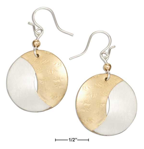 Sterling Silver And 12 Karat Gold Filled Interlocking Half-moons Dangle Earrings