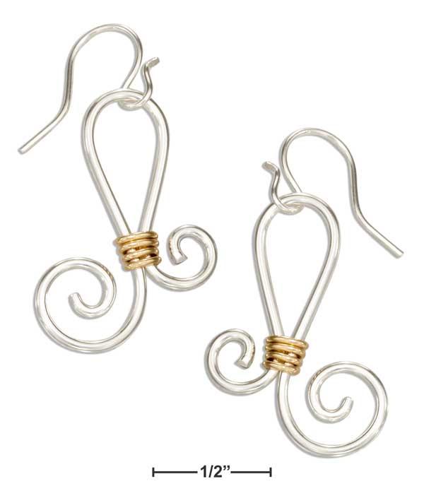 Sterling Silver And 12 Karat Gold Filled Curly Design Dangle Earrings