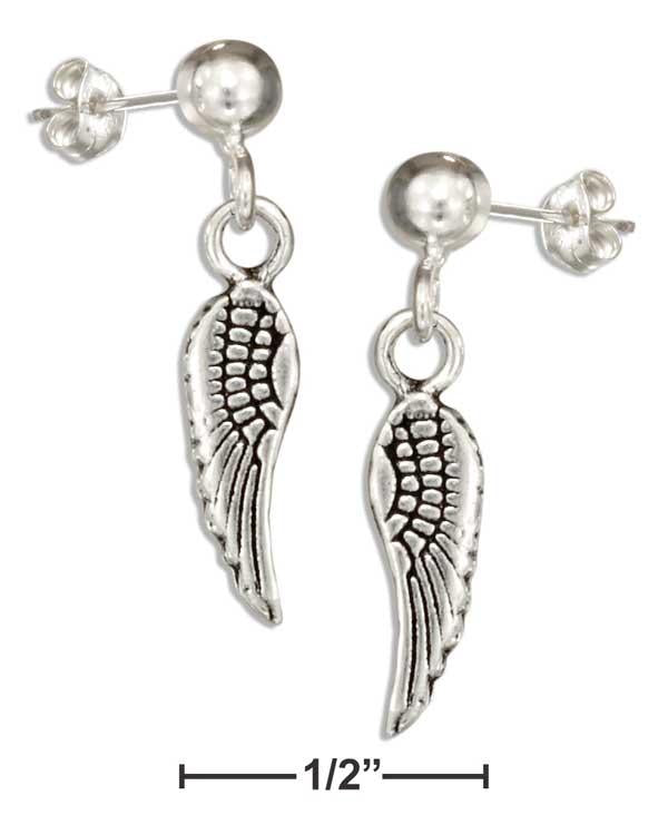 Sterling Silver Dangling Angel Wing Earrings