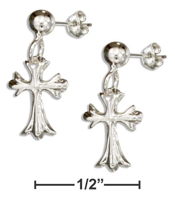 Sterling Silver Dangling Roman Cross Earrings