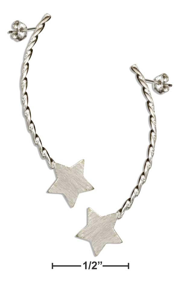 Sterling Silver Falling Star Earrings On Curved Bar