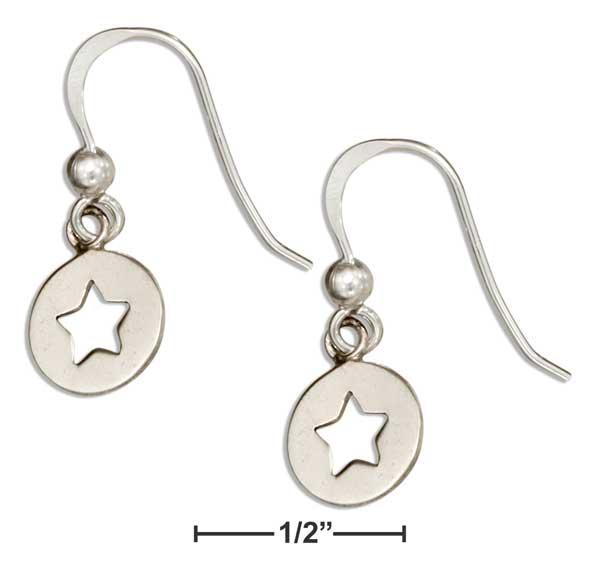 Sterling Silver Round Dangle Earrings With Star Cutout