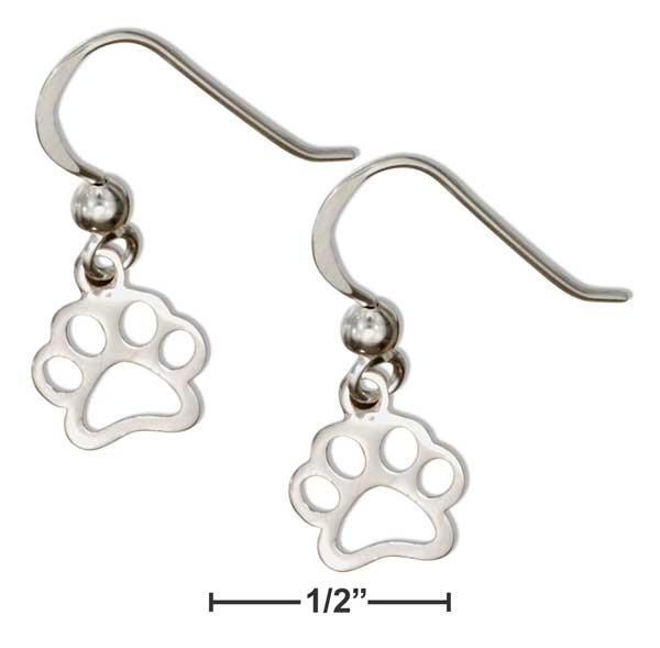 Sterling Silver Outline Paw Print Earrings