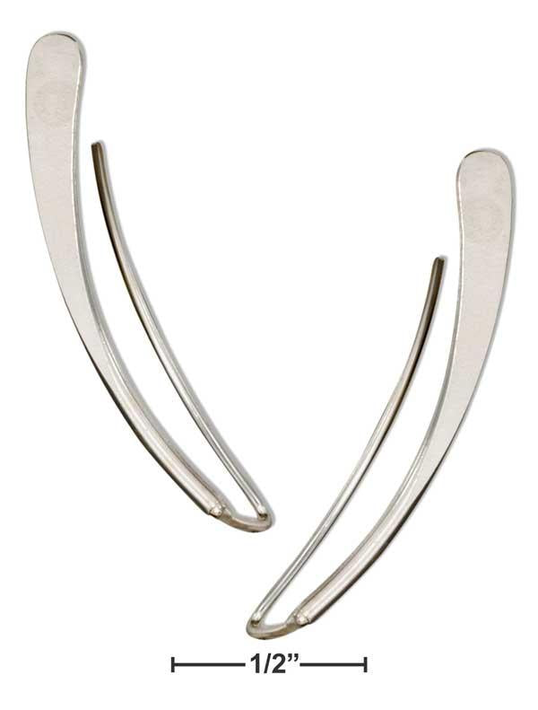 Sterling Silver Long Curved Teardrop Ear Climber Pin Earrings