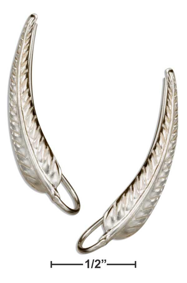 Sterling Silver Curved Leaf Ear Climber Pin Earrings