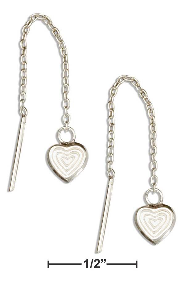 Sterling Silver Heart Thread Earrings