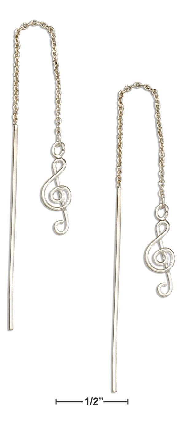 Sterling Silver Music Treble Clef G-clef Ear Thread Earrings