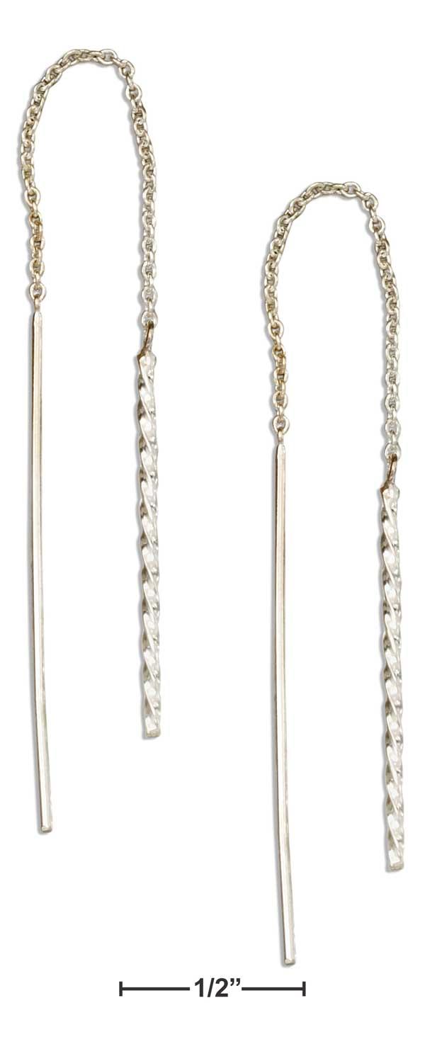 Sterling Silver Twisted Bar Ear Thread Earrings