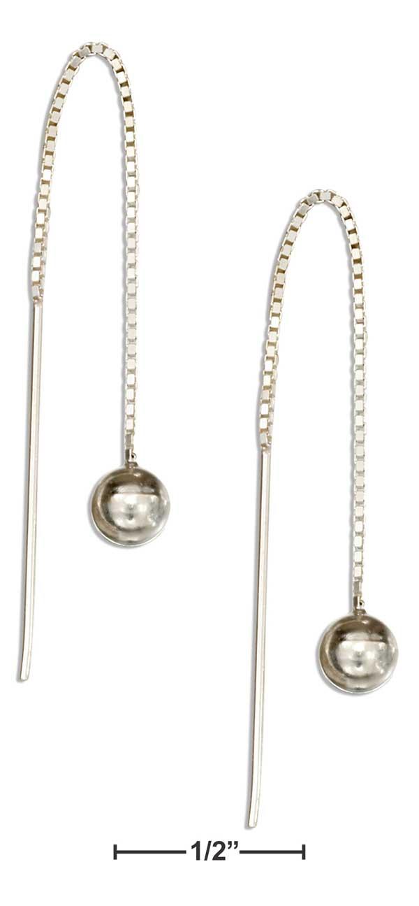 Sterling Silver Plain Ball Ear Thread Earrings