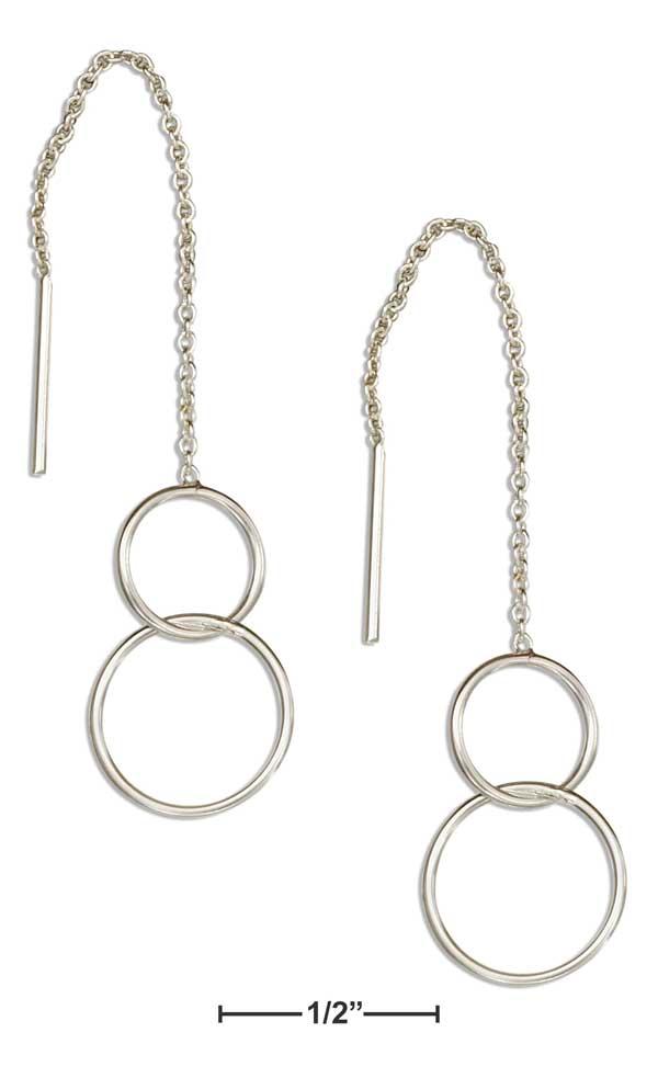 Sterling Silver Interlocked Small Circles Ear Thread Earrings