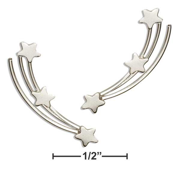 Sterling Silver Shooting Stars Ear Climber Pin Earrings