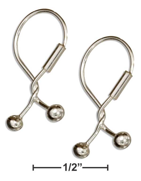 Sterling Silver Hoop Earrings With Twist And Ball Ends