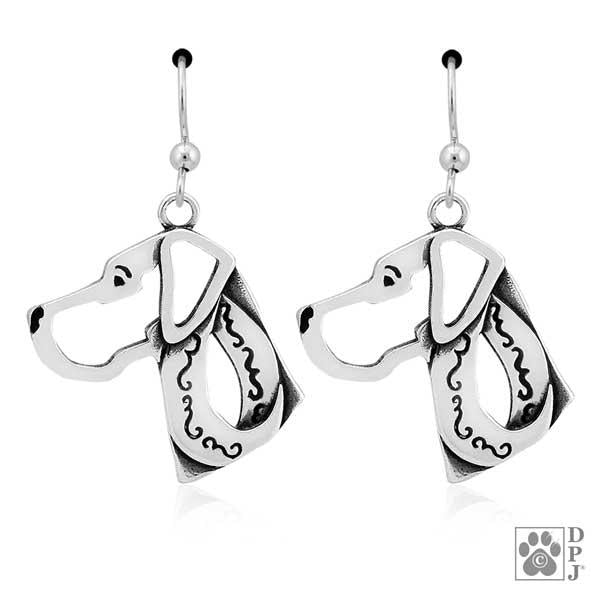 Sterling Silver Natural Ear Great Dane Earrings On Dangle French Wires