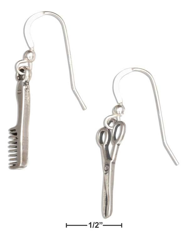 Sterling Silver Comb And Scissors Earrings