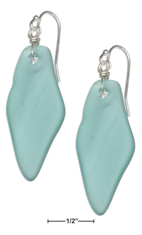 Sterling Silver Natural Shaped Shard Ocean Green Blue Sea Glass Dangle Earrings