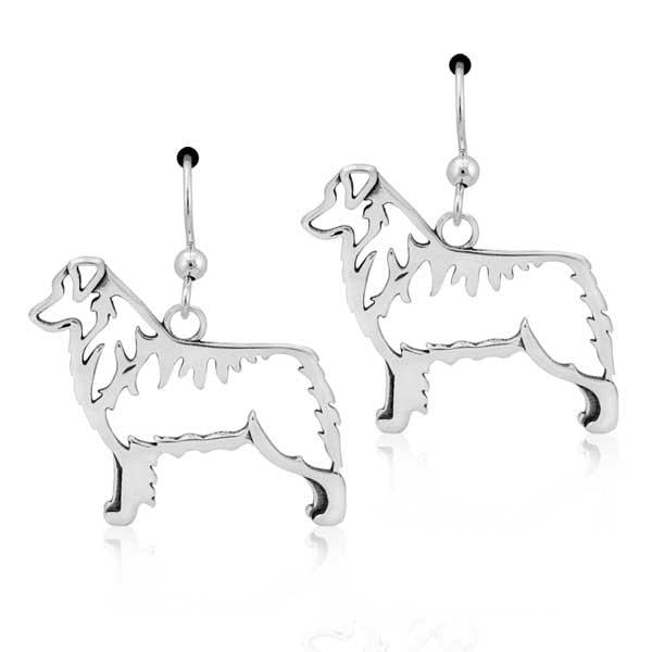 Sterling Silver Australian Shepherd Earrings On French Wires