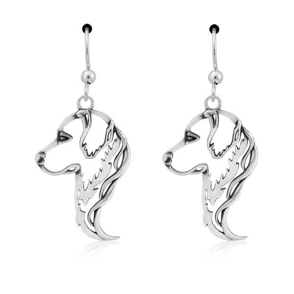 Sterling Silver Golden Retriever Head Earrings On French Wires