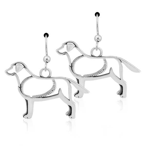 Sterling Silver Labrador Retriever Earrings On French Wires