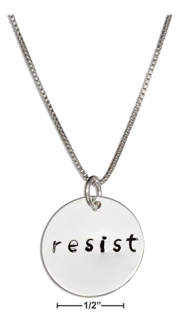 Sterling Silver Hand Stamped Resist Charm Pendant Necklace