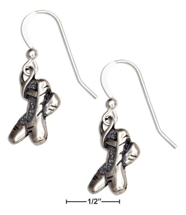 Sterling Silver Ballerina Ballet Slipper Earrings On French Wires