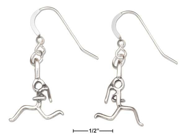 Sterling Silver Girl Woman Runner Earrings On French Wires