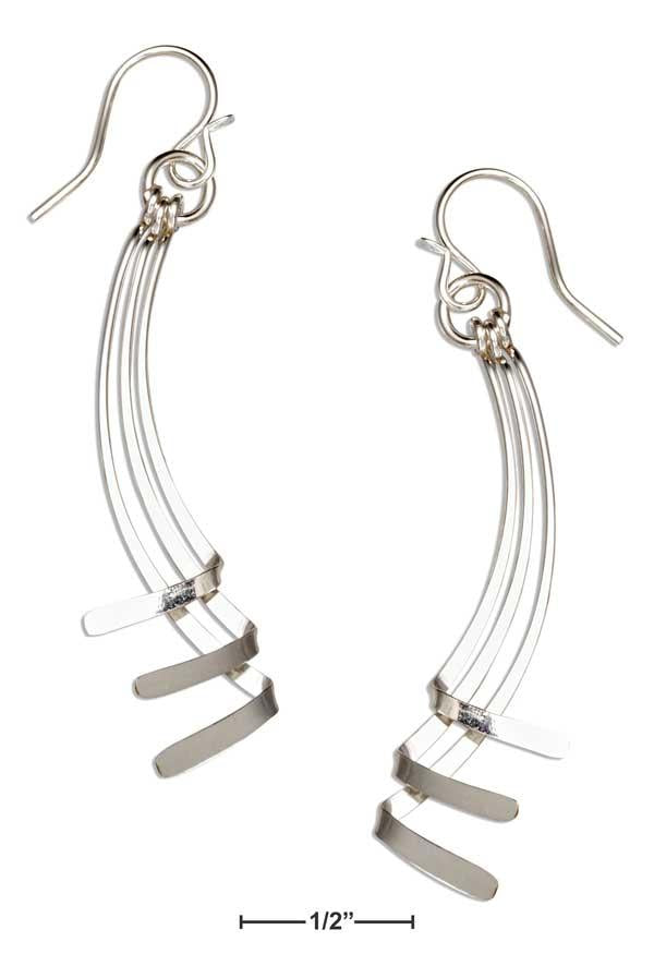 Sterling Silver Triple Graduated Folded Spoon Dangle Earrings