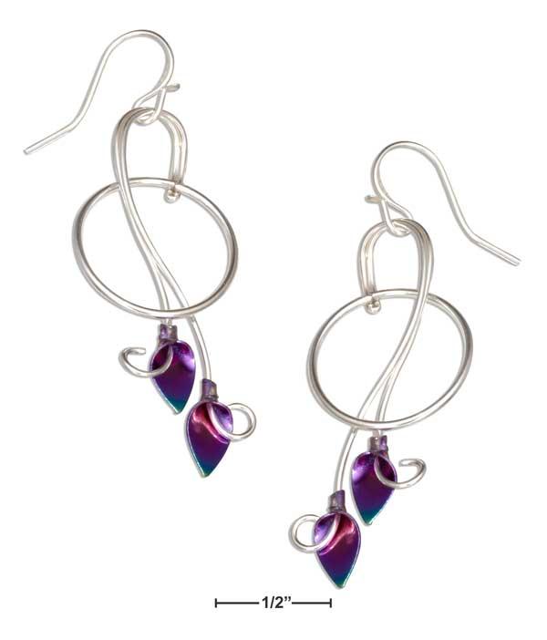 Sterling Silver Hanging Vine With Rainbow Niobium Leaves Earrings