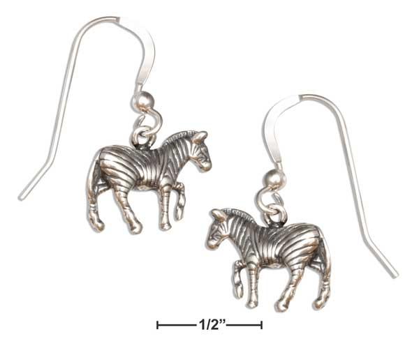 Sterling Silver Dangling Zebra Earrings On French Wires