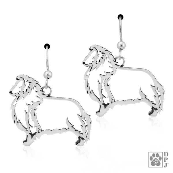 Sterling Silver Sheltie Shetland Sheepdog Earrings On French Wires